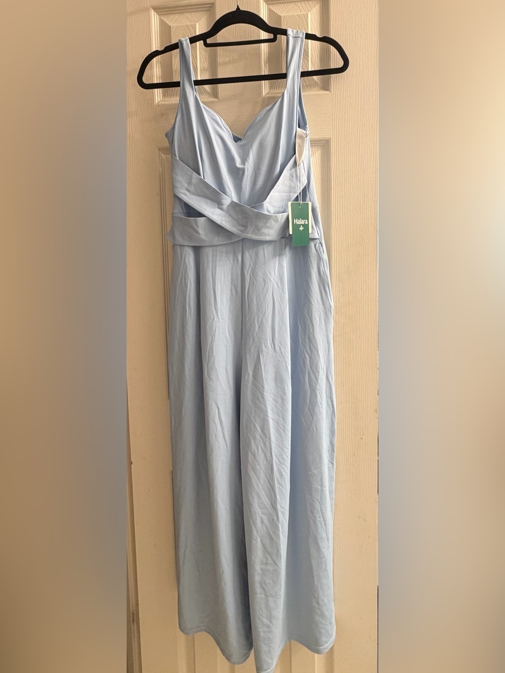 HALARA Light Blue Jumpsuit with Crossover Waist